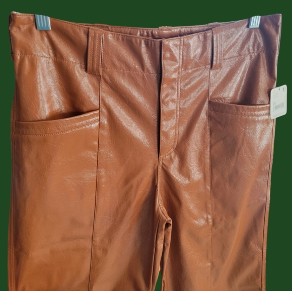 Free People Star Crossed Lovers Vegan / Faux Leather Pants Size - Picture 14 of 16